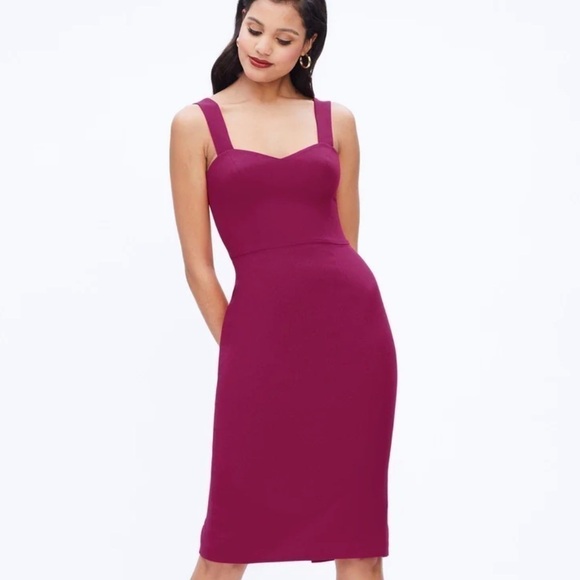 Nwt Dress The Population Womens Nicole Sheath Dress Pink Slit Midi Sleeveless - Picture 1 of 10